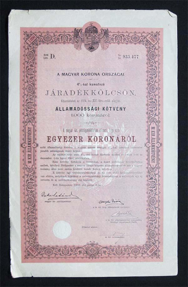 llamadssgi ktvny jradkklcsn 1000 korona 1908